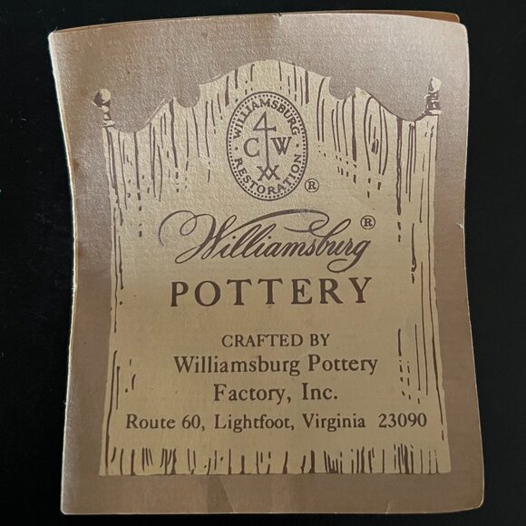 Vtg Williamsburg Pottery Double-Handled Salt Glaze Crock w/ Cobalt Blue Designs - Picture 11 of 16